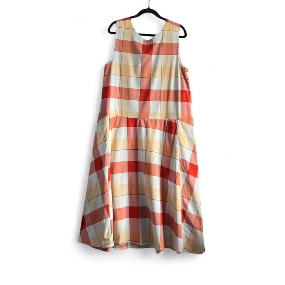 Kowtow Theatre Midi Dress Women's Size XL Plaid Reversible 100% Organic Cotton - Picture 2 of 8